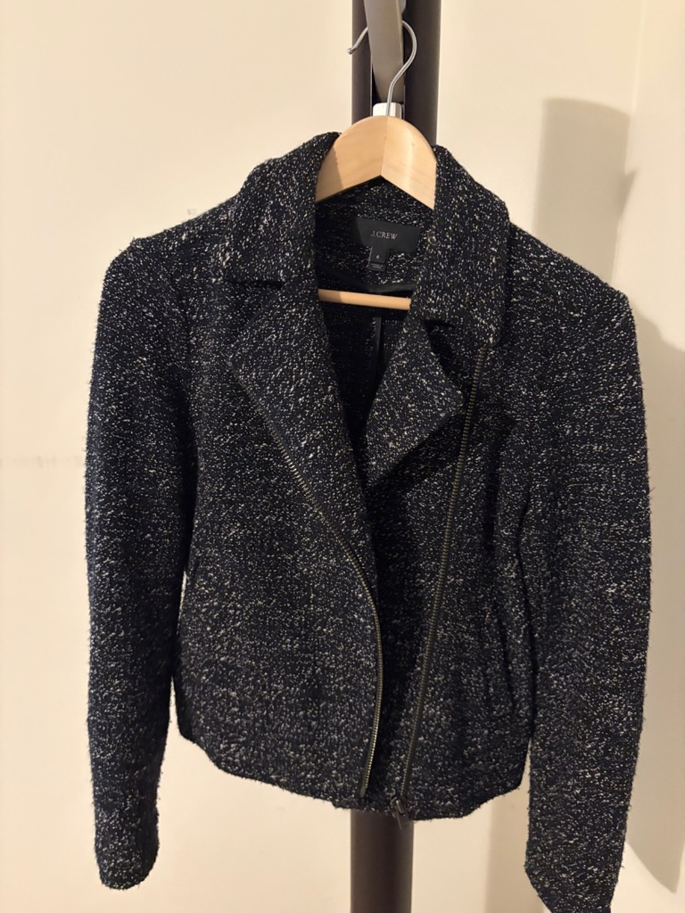 J. Crew Black Speckled Tweed Zip Jacket